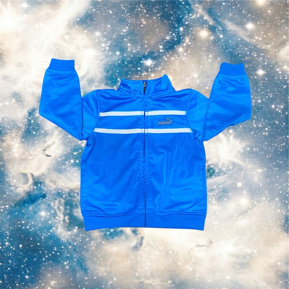 Puma Baby Boys Blue White Stripe Zip Up Tricot Track Jacket Size 24M⁠